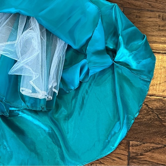 VTG 90's Dresses by Deb Prom Formal Evening Gown Dress Size 5/6 Green Lace Up - Picture 13 of 17